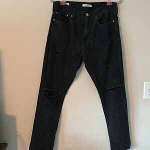 Pacsun black checkered men’s skinny jeans distressed